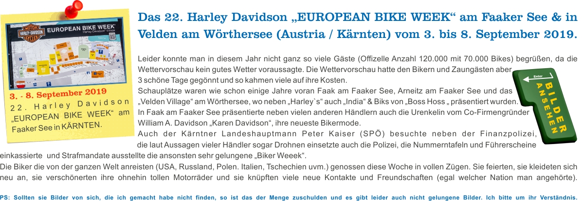 Harley Davidson European Bike Week in Faak am See 2019